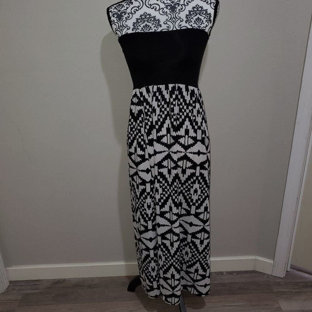 Tyche small strapless tribal print maxi dress